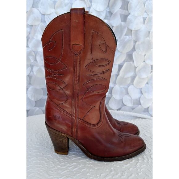 Frye Womens 8 True Vintage 70’s Western Cowgirl Cowboy Boots Redwood USA MADE - Picture 2 of 16
